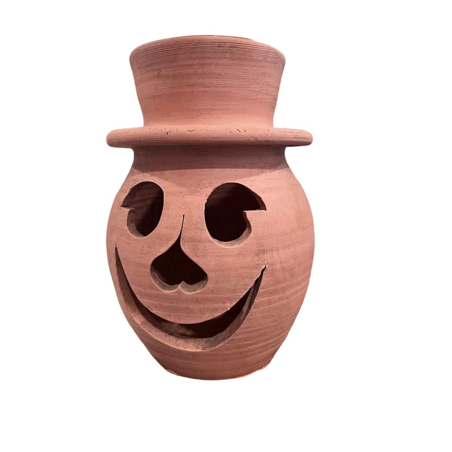 Vintage Terra Cotta Pumpkin Candle Holder Williamsburg Pottery Rare
