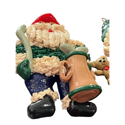 Dough Christmas Ornament Glossy Golf Santa Claus Sleigh Set Of Two