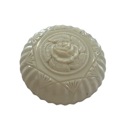 Vintage Floral Rose Lapin Round Flower Soap Dish Trinket Dish with Lid