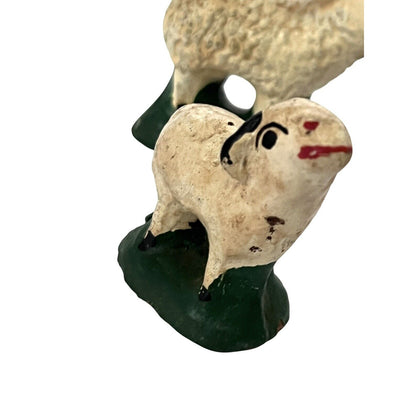 Vintage Sheep Nativity Christmas Clay Hand Painted Handmade Lot Of 4 Farm Rustic