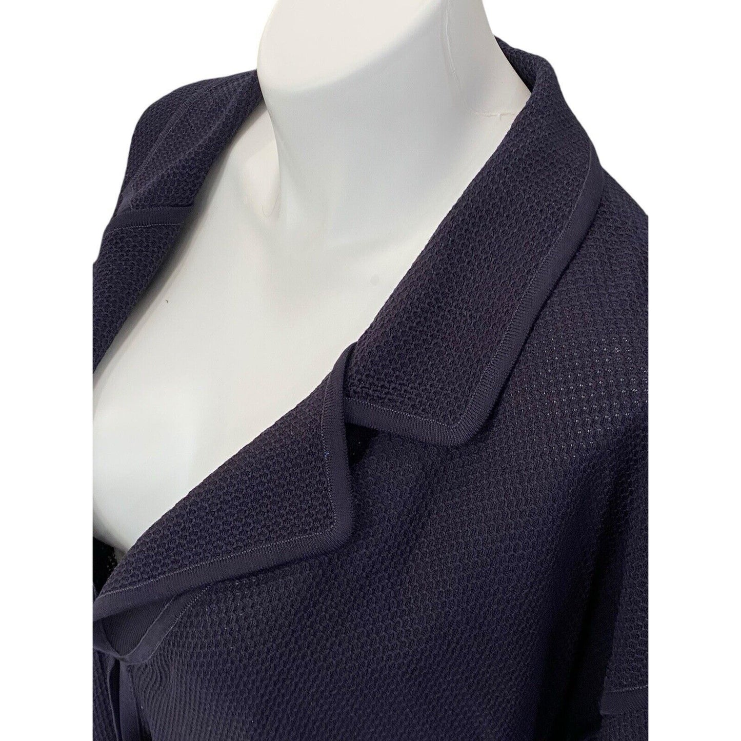 1X Exclusively Misook Cardigan Jacket Women’s Navy Blue Single Hook 3/4 Sleeve