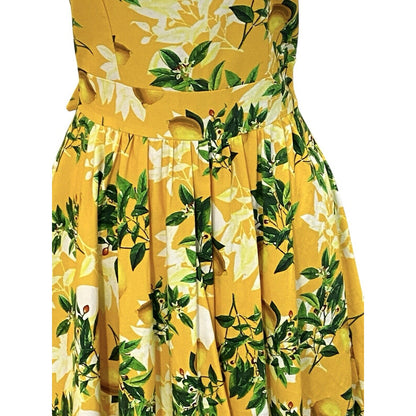 Lady Vintage Lemon Yellow Midi Summer Dress Sleeveless Hepburn Pockets