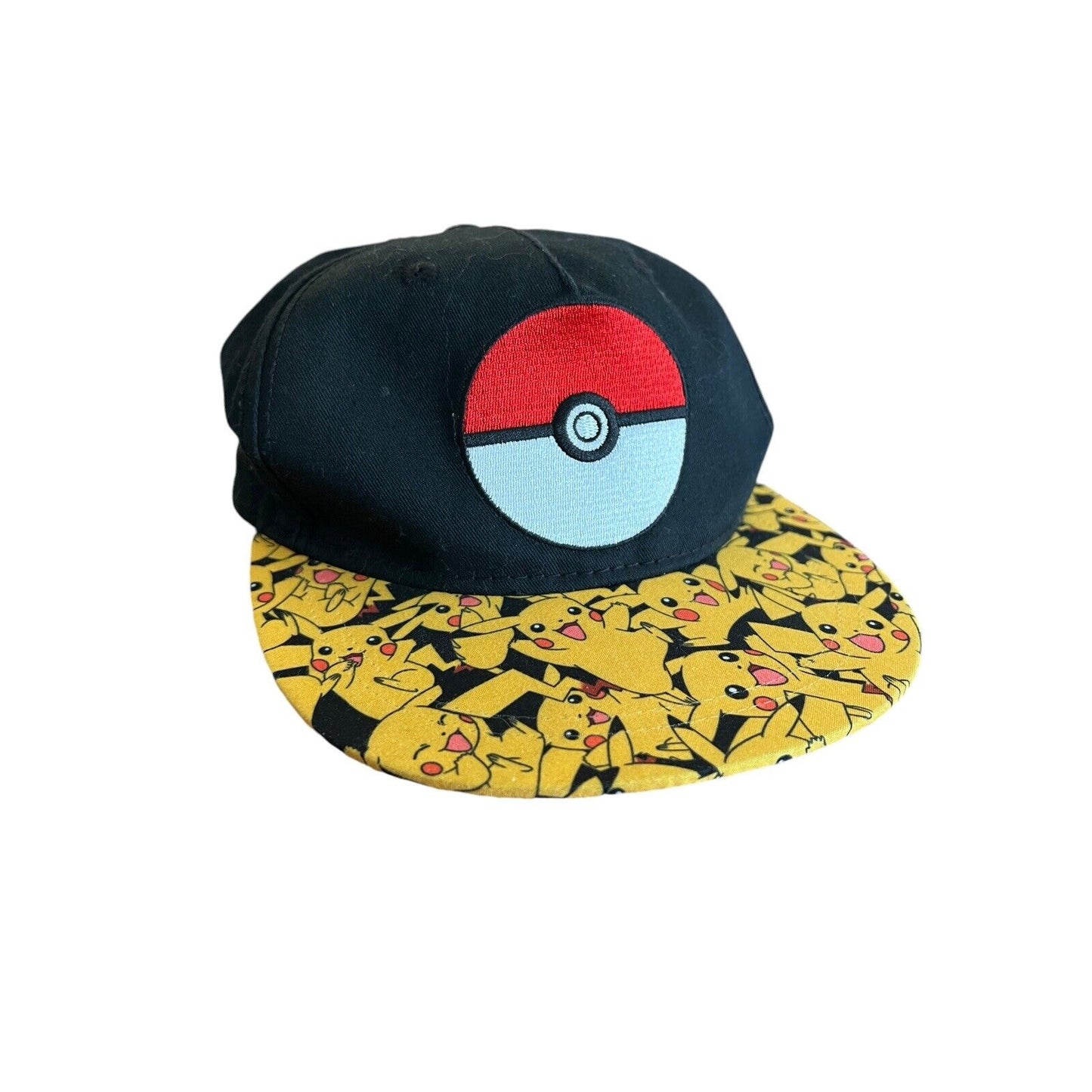 Pokemon Baseball Cap Hat Youth 1916 Embroidered Snapback All Over Visor Pokeball