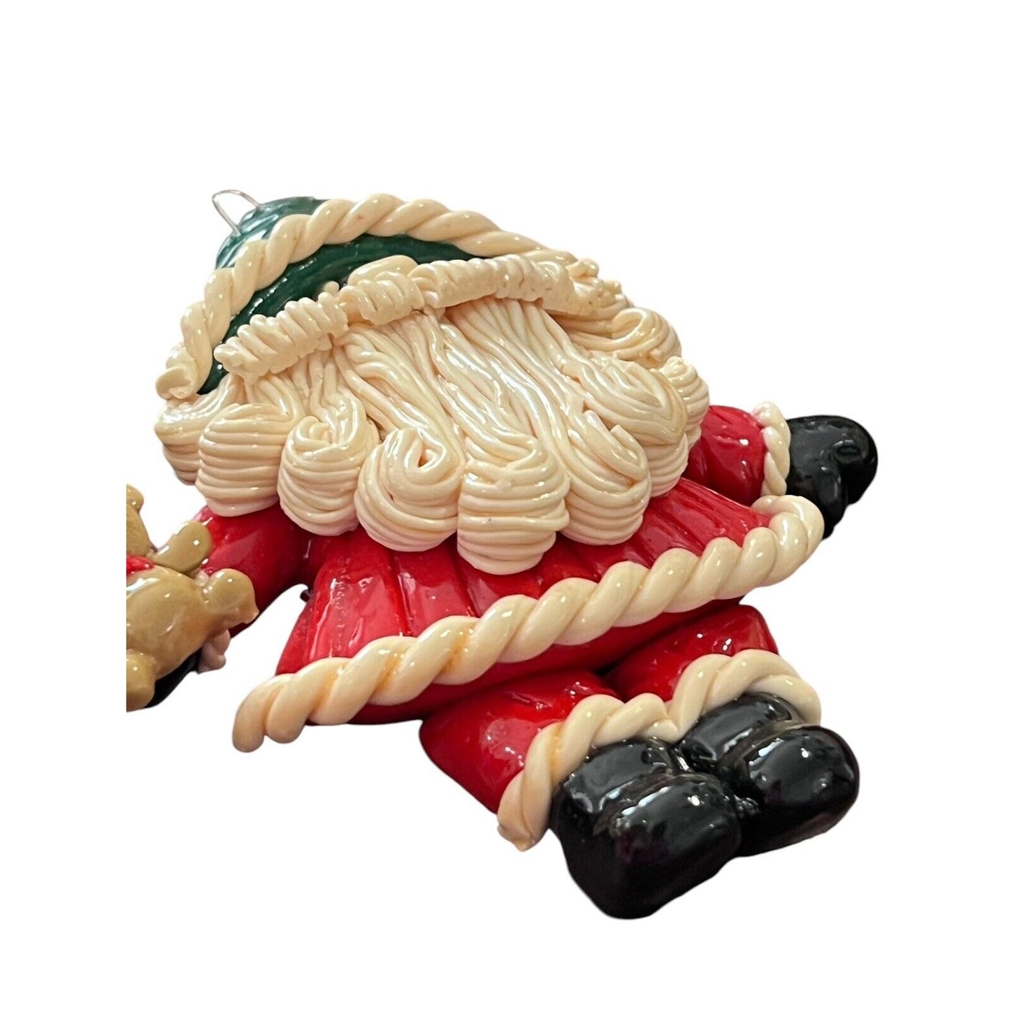 Dough Christmas Ornament Glossy Golf Santa Claus Sleigh Set Of Two