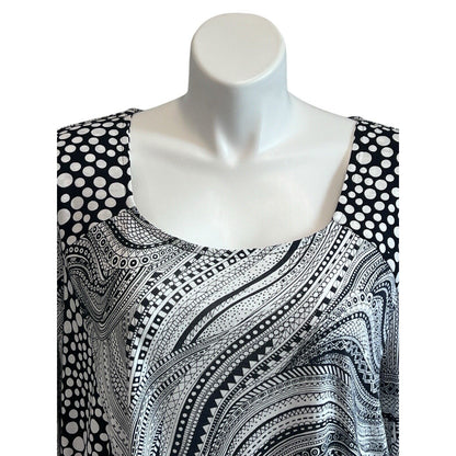 3X Parsley & Sage Black White Tunic Top romantic artsy whimsical