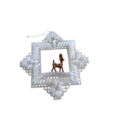 Handmade Plastic Cross-stitch 3D Deer Christmas Ornament 3.5”