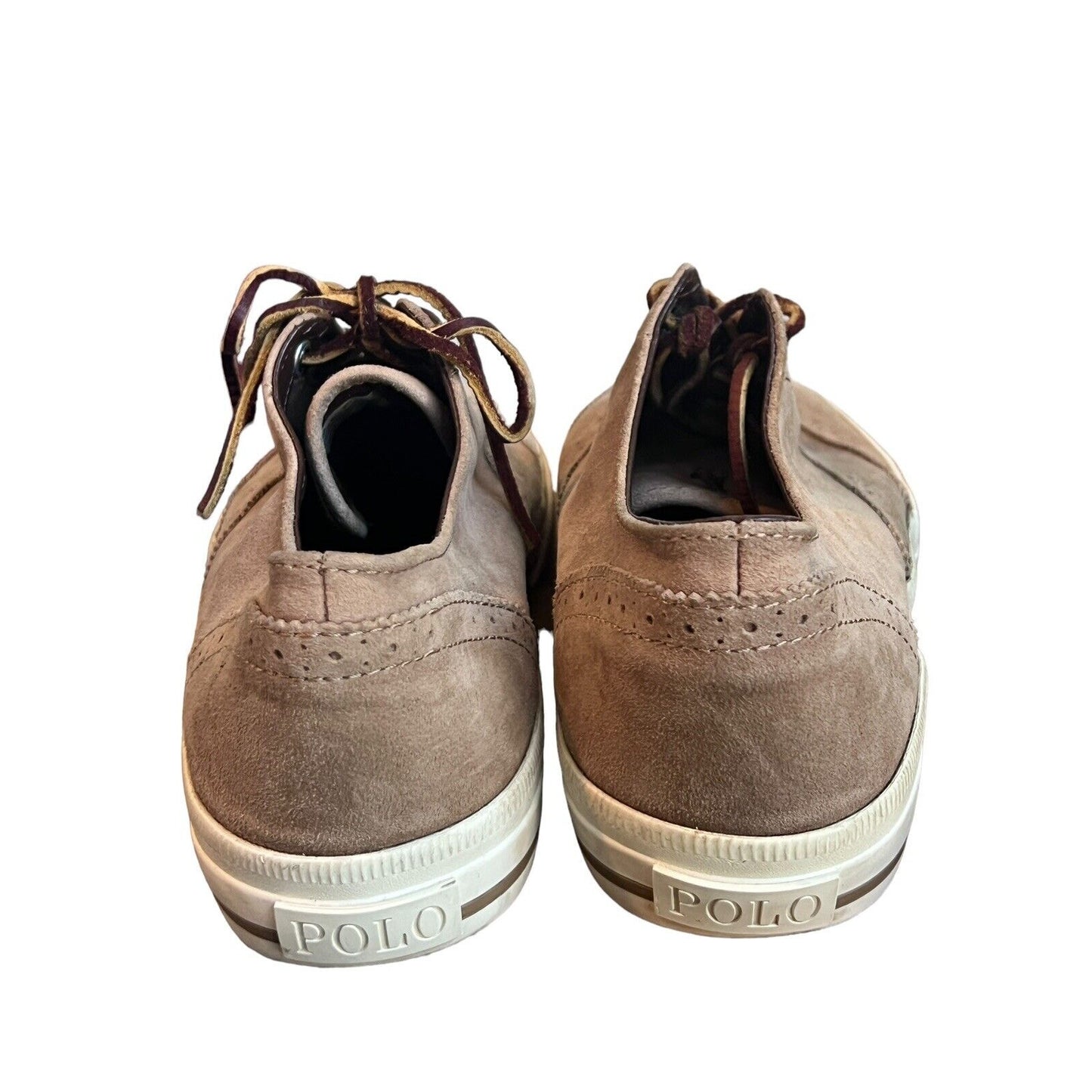 Polo Ralph Lauren Men's Tan Oiled Matte Suede Wingtip Sneaker Shoes Size 8 D