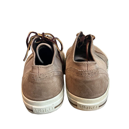 Polo Ralph Lauren Men's Tan Oiled Matte Suede Wingtip Sneaker Shoes Size 8 D