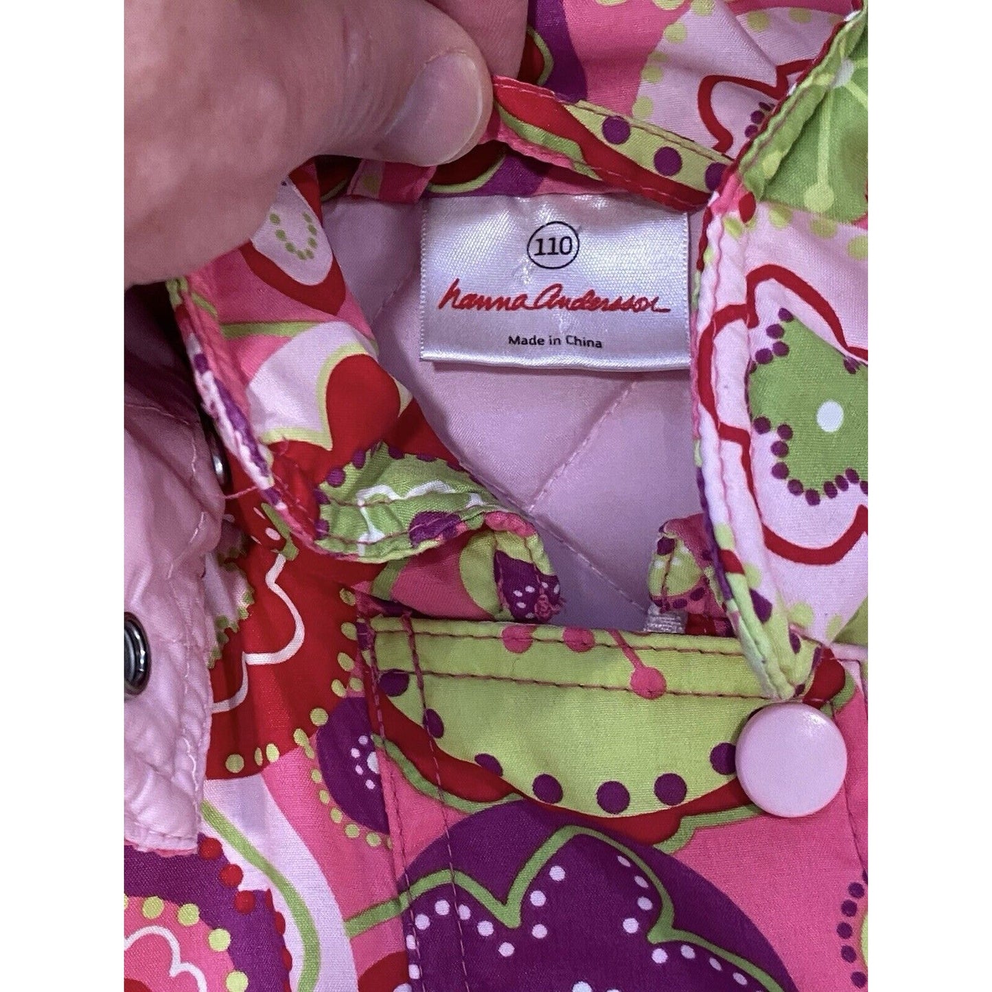 Hanna Andersson Size 110 (US 5) Ski Jacket Coat Flower Pink Hooded