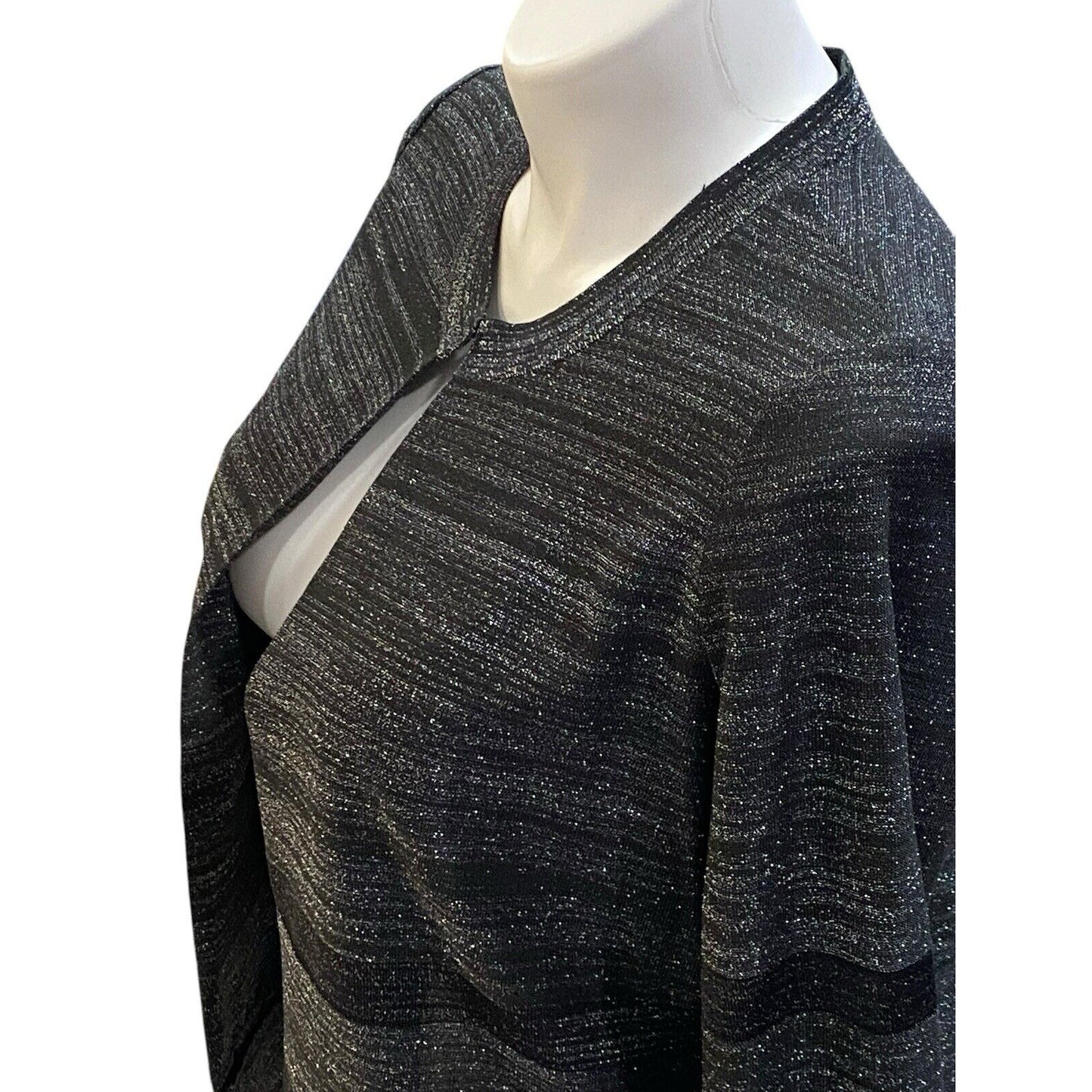 Exclusively Misook Jacket Pant Set XL Petite Metallic Jacket And XL Black Pant