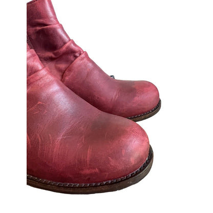 7.5 CAT CATERPILLAR KILEY Maroon Burgundy Leather Tweed Ankle Boots Zip