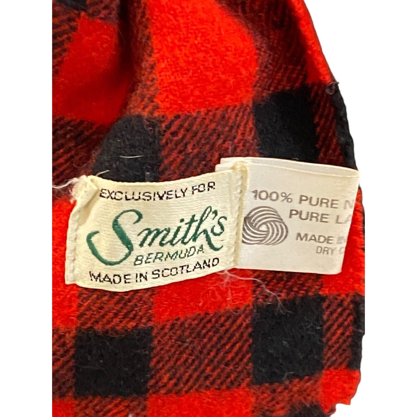Vtg Smith's Bermuda Scarf 100% Pure New Wool Made in Scotland Buffalo Check