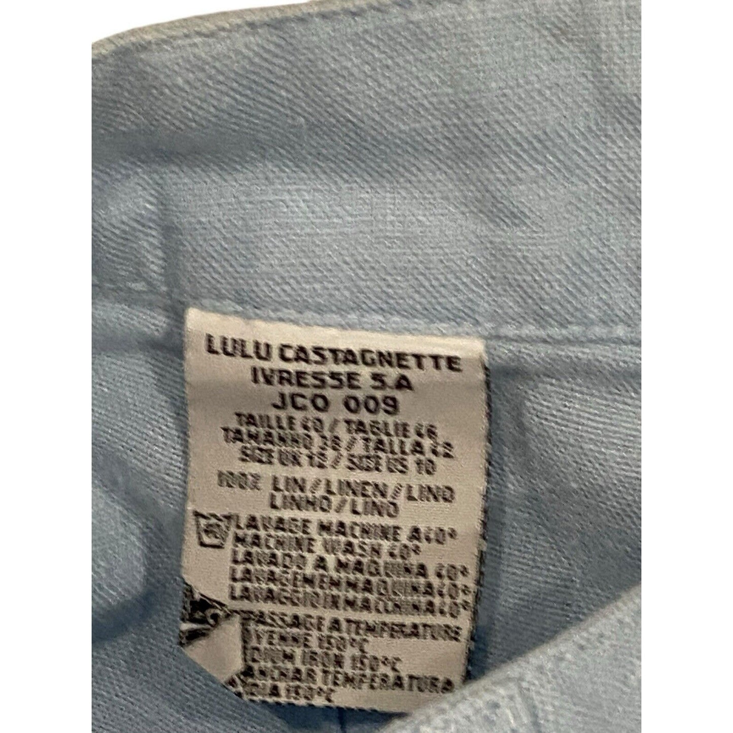 Size 8 (40 FR) Lulu Castagnette Cropped Wide Leg Pants Women Blue Linen