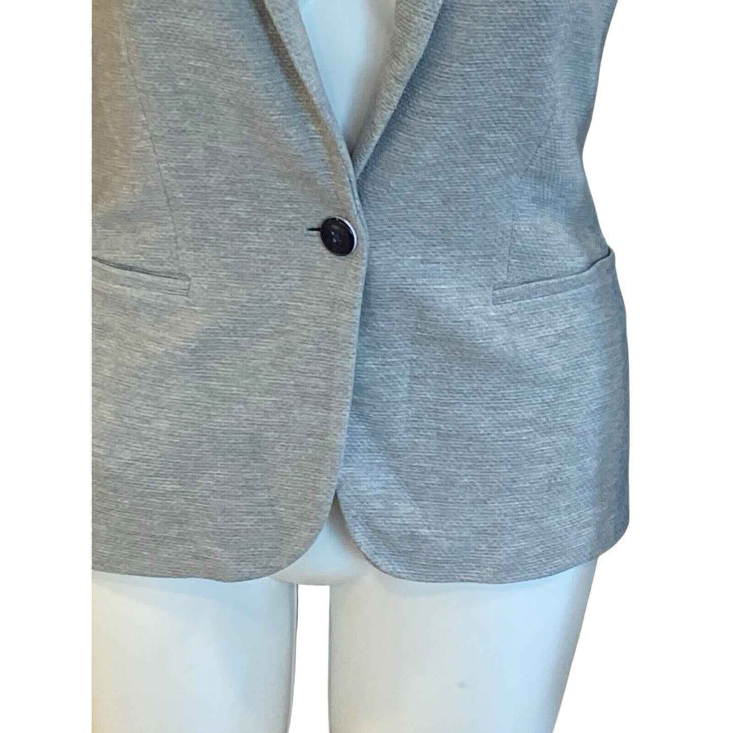 Tommy Hilfiger Gray Womans Single Button Elbow Patch Blazer Size 10 Great Detail