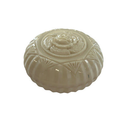 Vintage Floral Rose Lapin Round Flower Soap Dish Trinket Dish with Lid