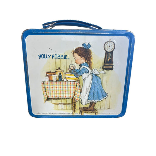 Vintage HOLLY HOBBIE Lunchbox With Thermos Lid Handle Worn Images