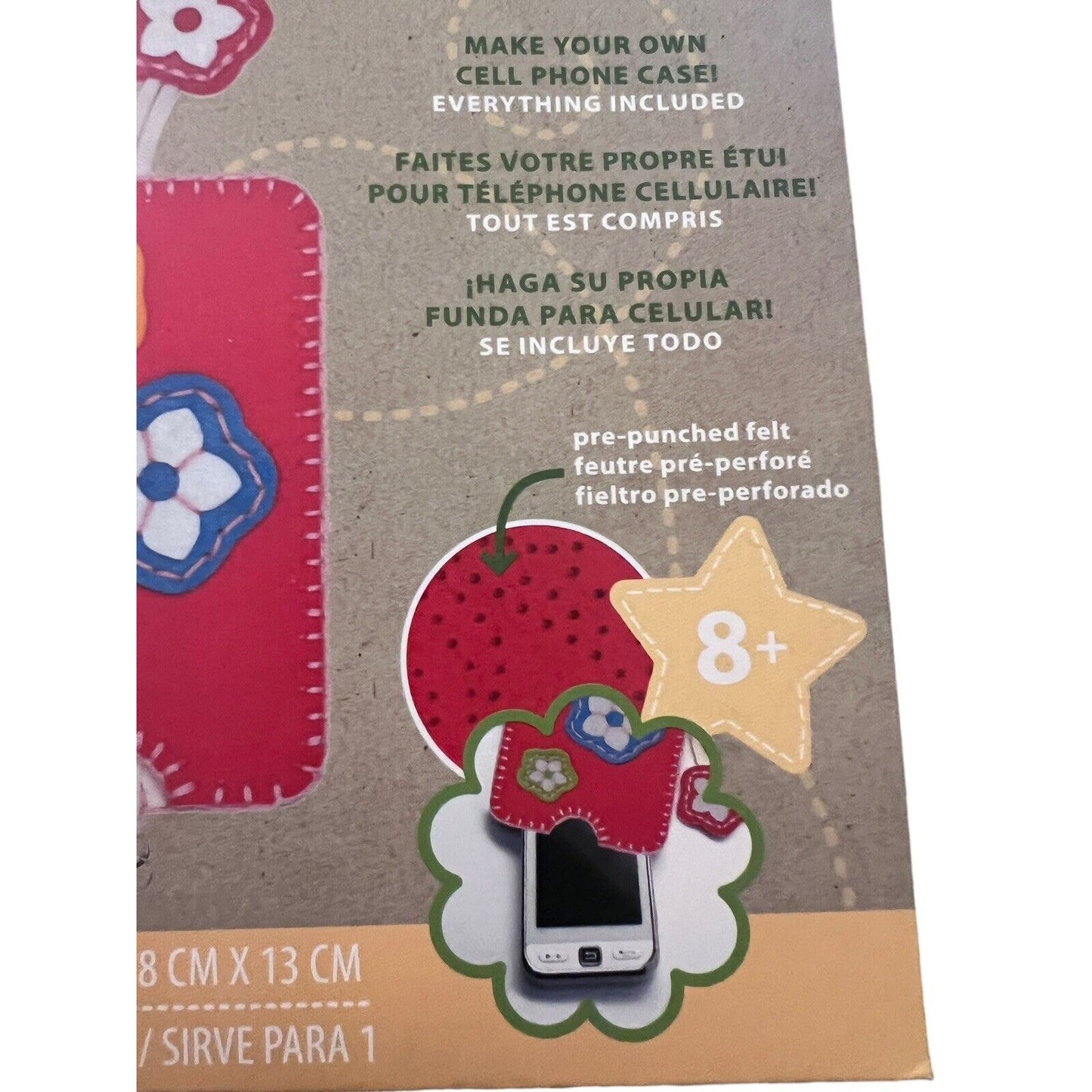 Dimensions Feltwork Fun Phone Case Cover Felt Embroidery Kit Kid Craft Red Flowe