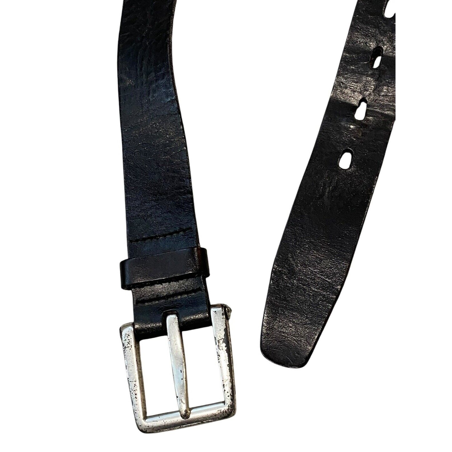 Fossil Black Leather Belt Size 42 Adjustable Wear On Leather And Buckle