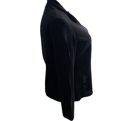 Exclusively Misook Textured Full Zip Sweater Cardigan Black XL Petite