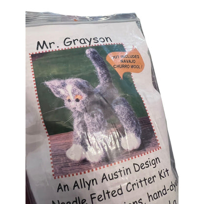 Needle Felted Cat Critter Kit Allyn Austin Navajo Churro Wool Mr. Grayson NEW