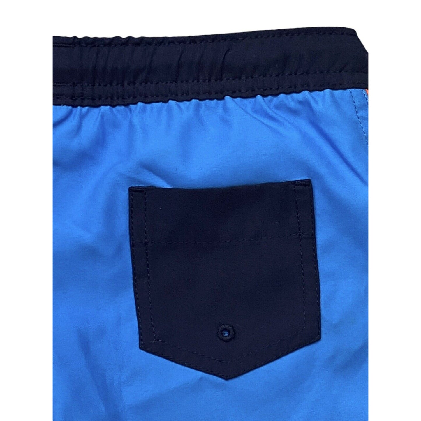 Size Small (4) Lands End Kids Navy Swim Trunks Swimsuit Blue Orange Color Block