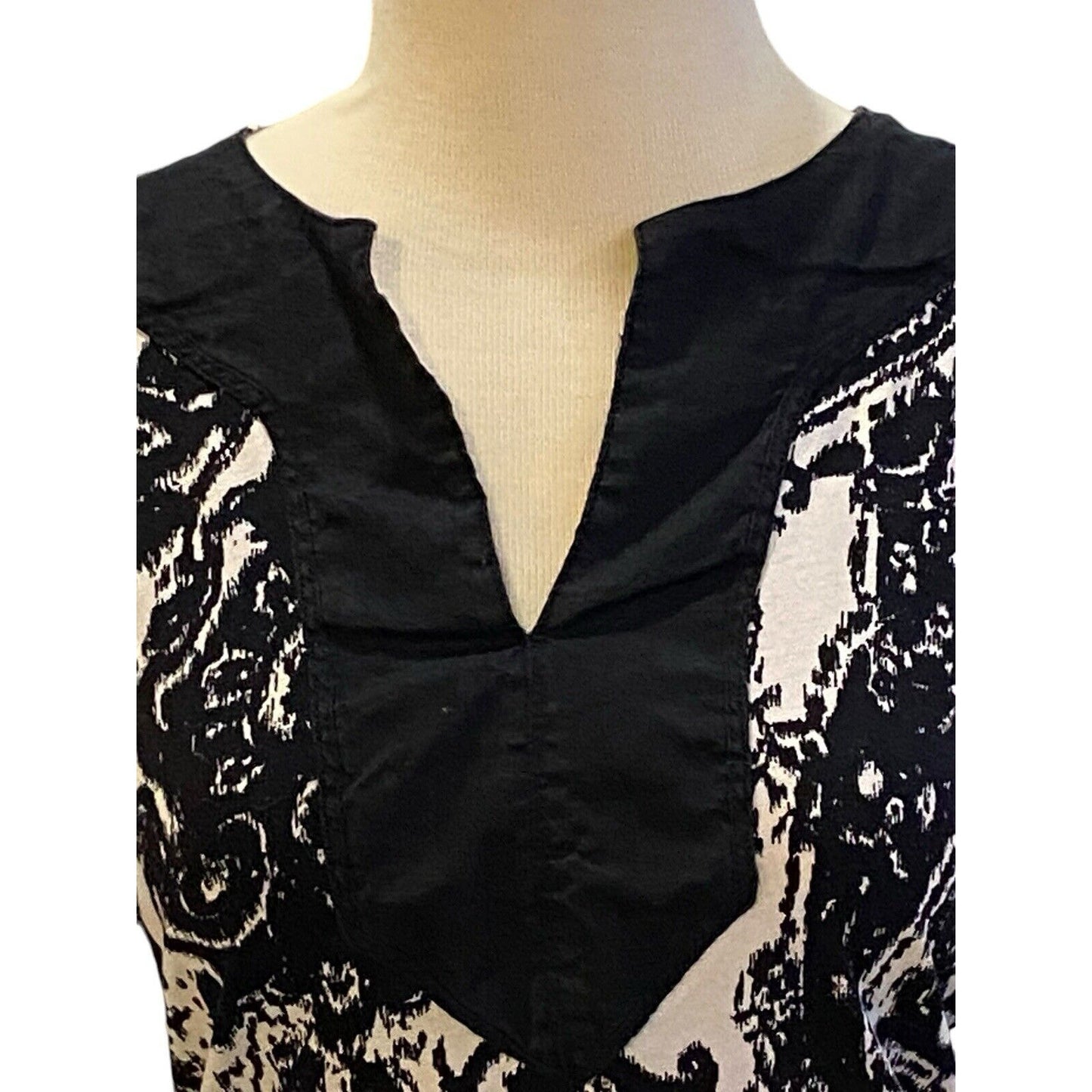Size Small Lauren Ralph Lauren Black White Paisley Tunic Shirt Blouse