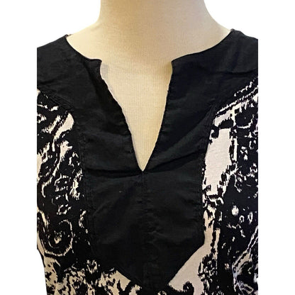 Size Small Lauren Ralph Lauren Black White Paisley Tunic Shirt Blouse