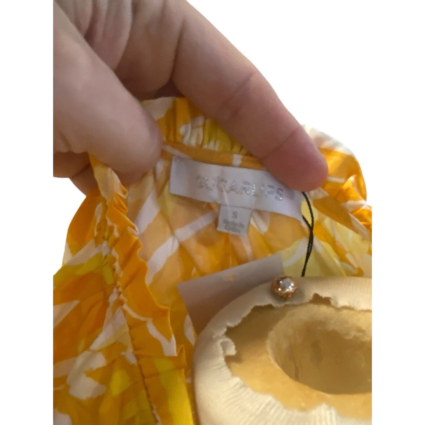 Small NWT Sugar Lips Sleeveless Floral Ruffled Shirt Top Blouse Yellow