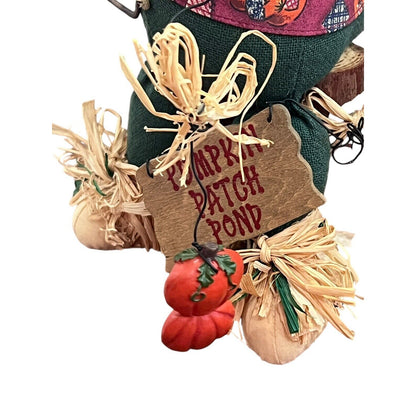 Scarecrow Table Top Decor Pumpkin Patch Pond Fishing Halloween Figure