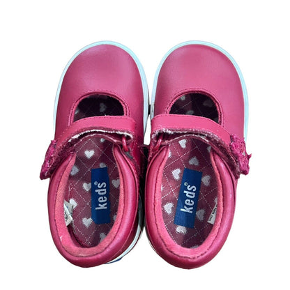 Size 4.5 Keds ELLA Red Leather Round Toe Mary Jane Shoes Toddler Holiday