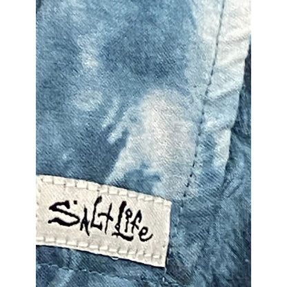 SALT LIFE Live Salty Short Sleeve Hawaiian Shirt Fishing Outdoor Boating Size Sm
