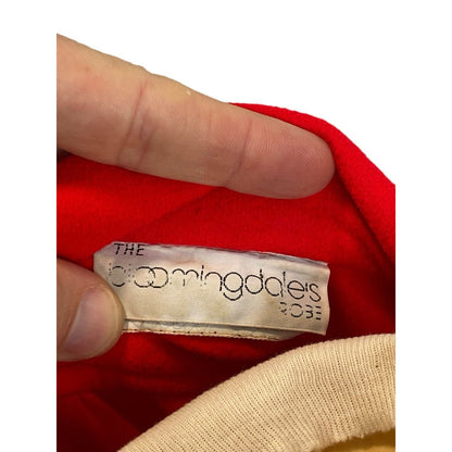 Vintage Bloomingdales Red Trench Style Robe Belt One Size Collared Shirt Style