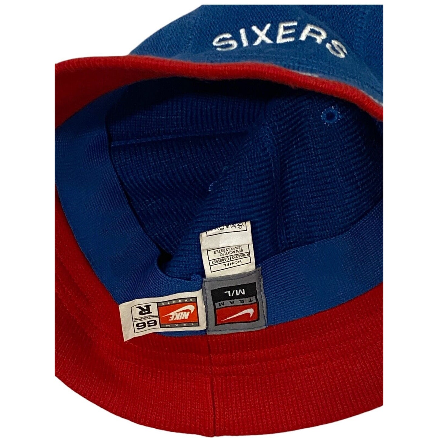 Vintage Nike 76ers Sixers Bucket Hat Red Blue Size M/L Knit Preowned