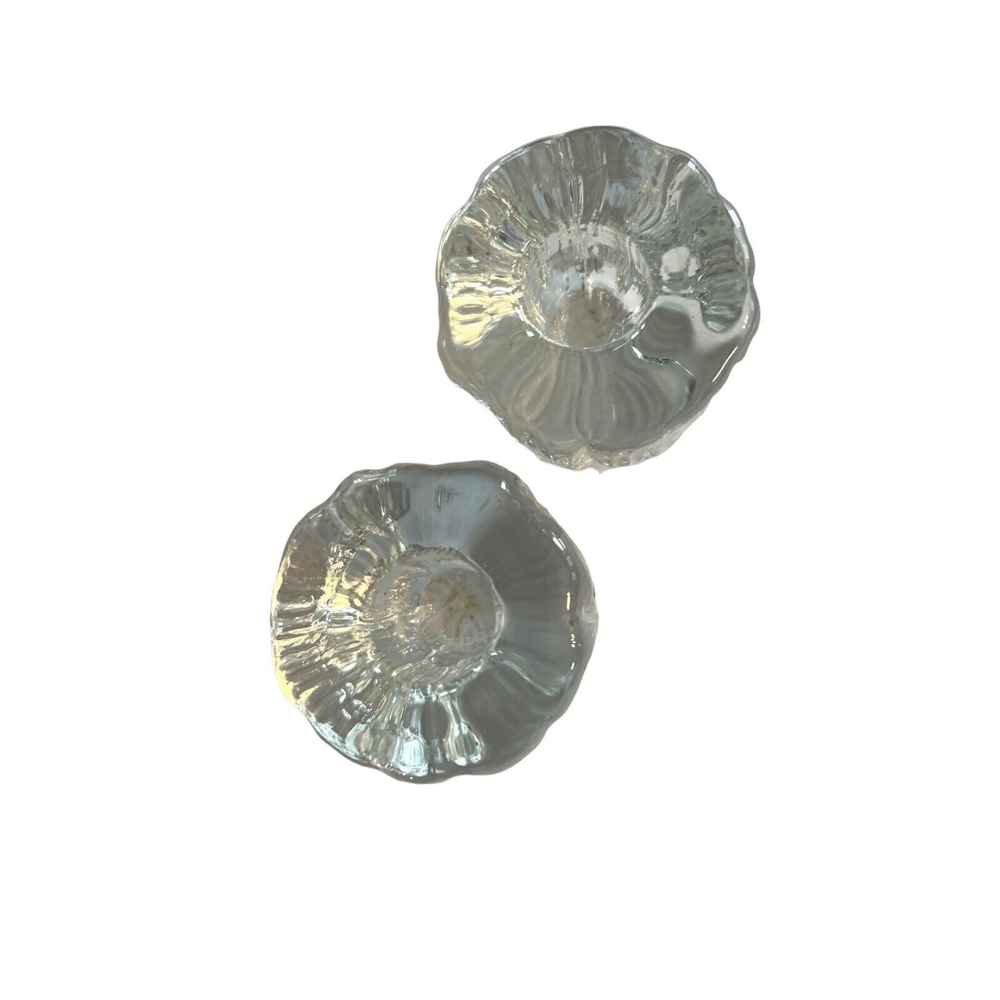 Vintage Ice Art Glass Candleholders MCM 70’s Scandinavian