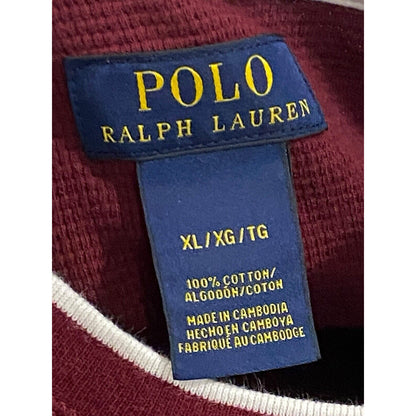 XL Polo Ralph Lauren Shirt Men’s Maroon Thermal Pullover Long Sleeve Top