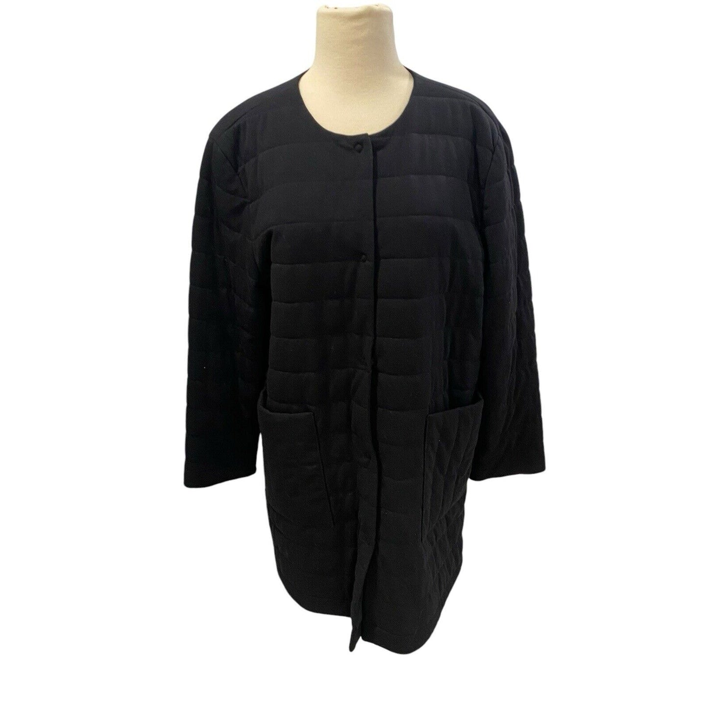 Small Eileen Fisher Women's Coat Black Textured Longline Jacket Small Quilted