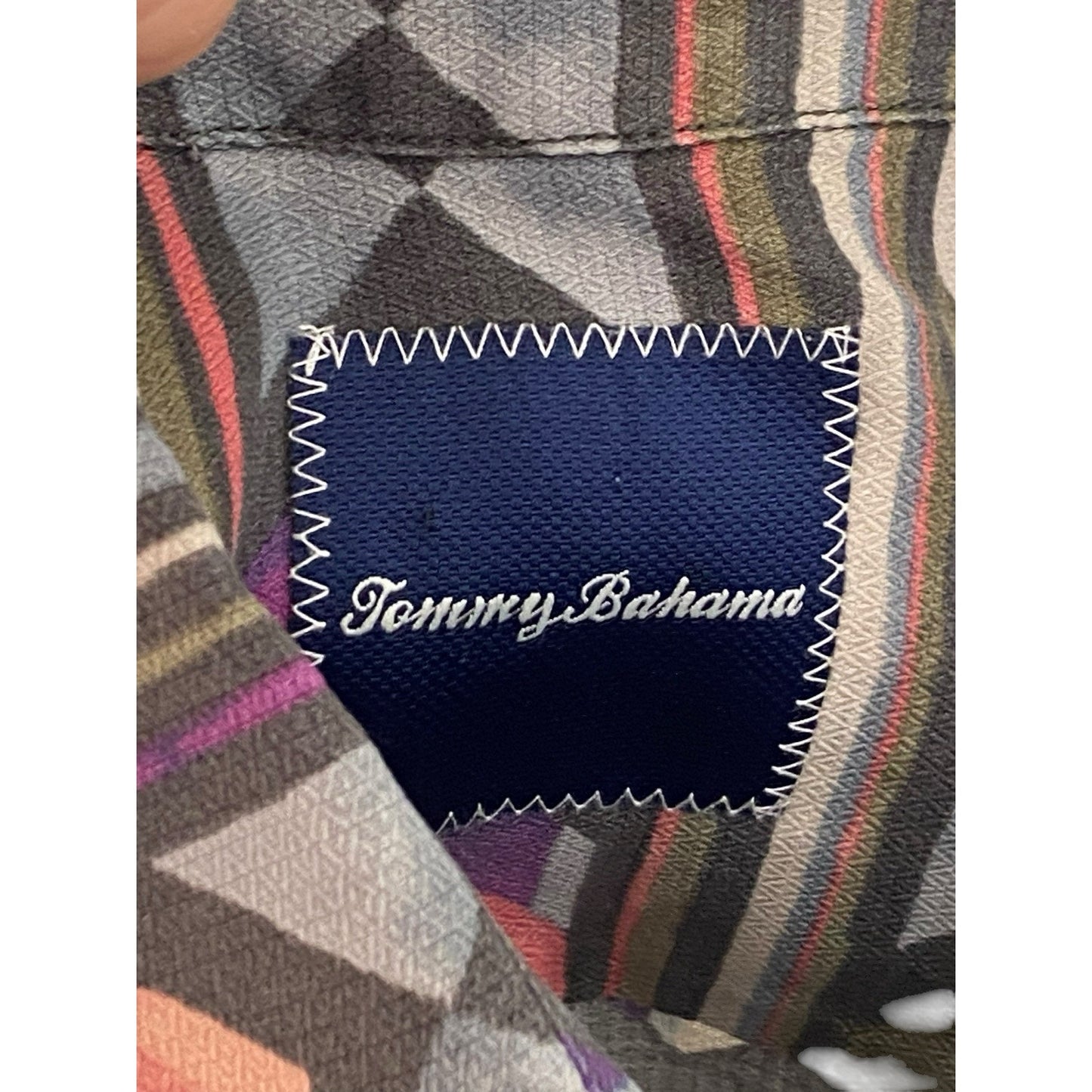 Tommy Bahama Button Up Shirt Mens XL Island Zone Silk Blend Short Sleeve Geometr