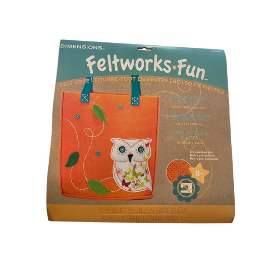 Owl Tote Bag Feltworks Fun Embroidery Kit by Dimensions NEW Sealed Kids Crafts