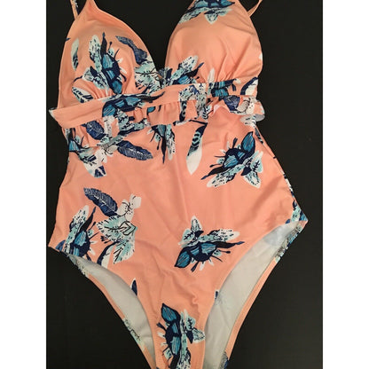 Medium TengWeng Monokini Peach One Piece Women's Swimsuit New Padded