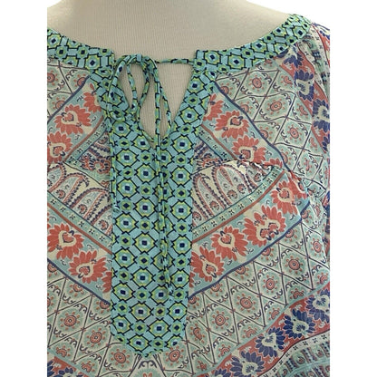 Size M Anthropologie Fig and Flower Floral Lace Boho Peasant Top Blouse Shirt Tu