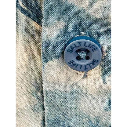 SALT LIFE Live Salty Short Sleeve Hawaiian Shirt Fishing Outdoor Boating Size Sm