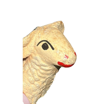 Vintage Sheep Nativity Christmas Clay Hand Painted Handmade Lot Of 4 Farm Rustic