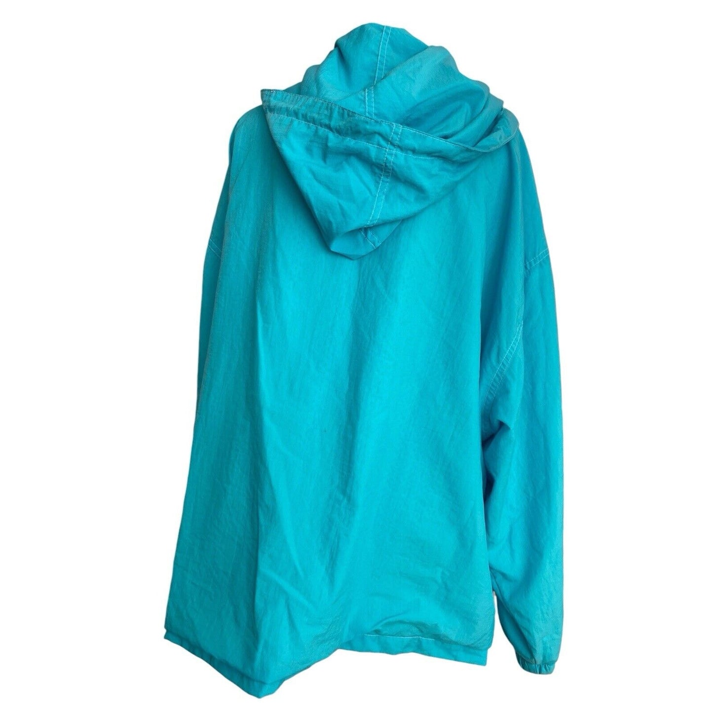 Vintage Venezia Hooded Turquoise Lined Windbreaker Jacket Plus Size 22/24