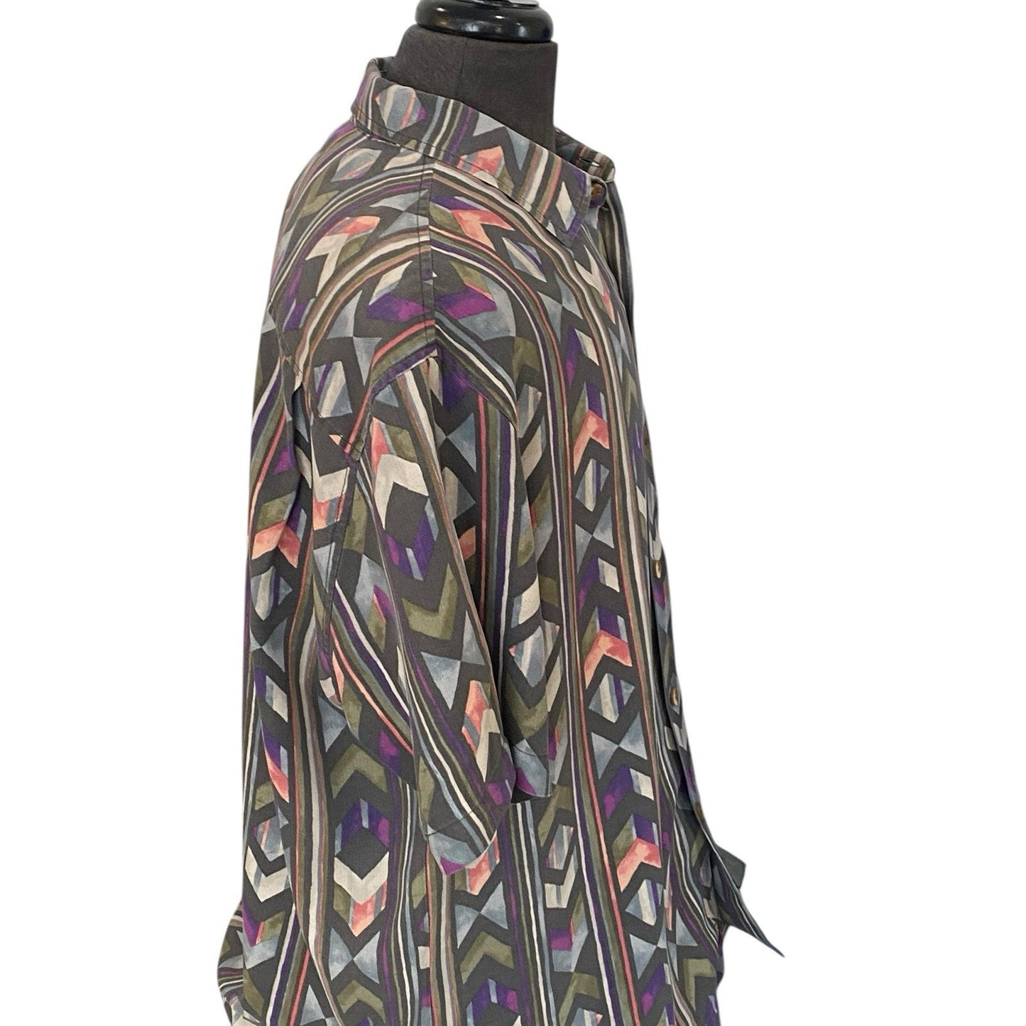 Tommy Bahama Button Up Shirt Mens XL Island Zone Silk Blend Short Sleeve Geometr