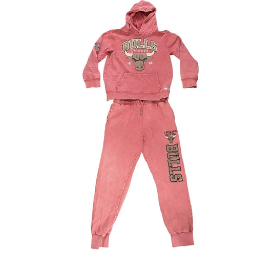 Size 8 Youth Chicago Bulls Hoodie Sweatpants Set Distressed Red NBA Sweatsuit