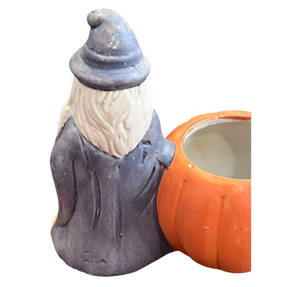 VTG HALLOWEEN Witch Jack O’ Lantern Tea light Holder Hand Painted