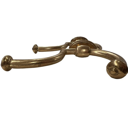 Set of 2 Vintage Brass Double Wall Hooks Robe Towel Door Wall Mount
