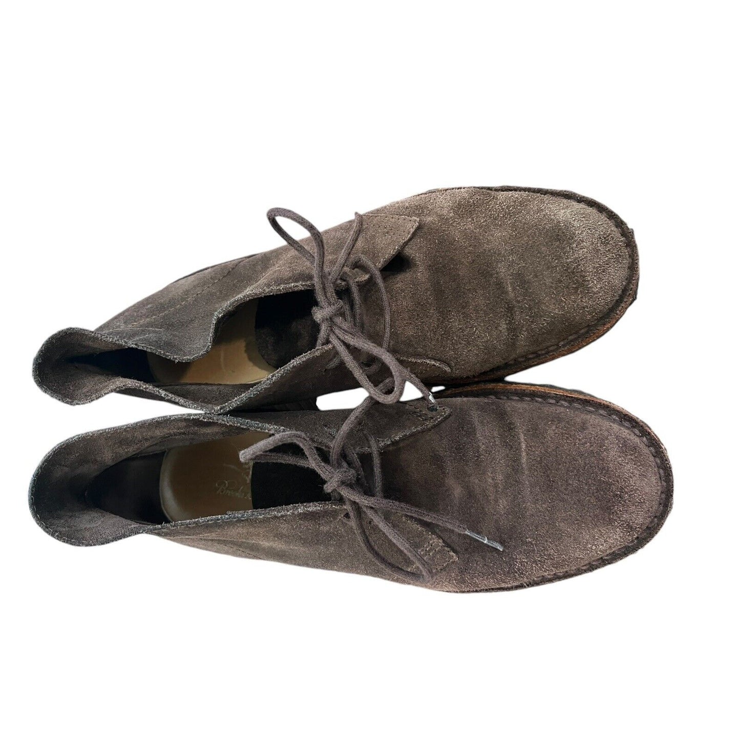 Size 9.5 Brooks Brothers Suede Brown Mens Lace Up Chukka Ankle Comfort Shoes