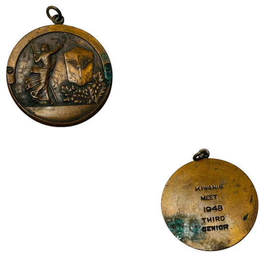 1948 Kiwanis Meet Third Senior Medallion Charm Medal 1.5" Diameter
