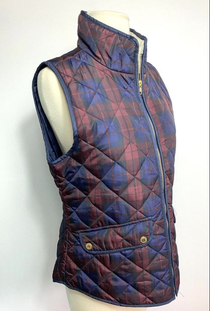 Medium TELLURIDE CLOTHING CO Quilted Navy & Burgundy Plaid Zip Up Vest